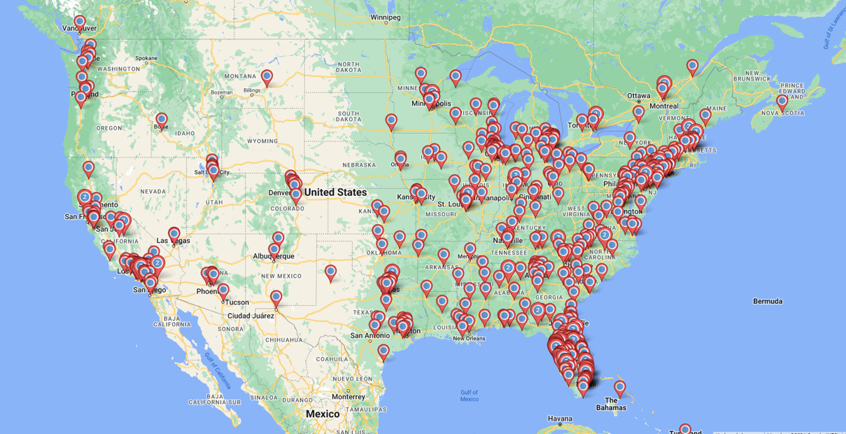 Map of sign-age customers across the country