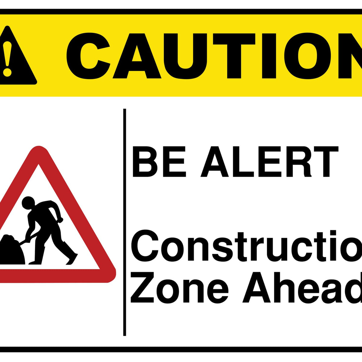 Contruction Pattern Alert Be Alert Construction Zone Ahead - Sign-Age