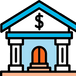 Illustration of a bank building with a dollar sign on the roof