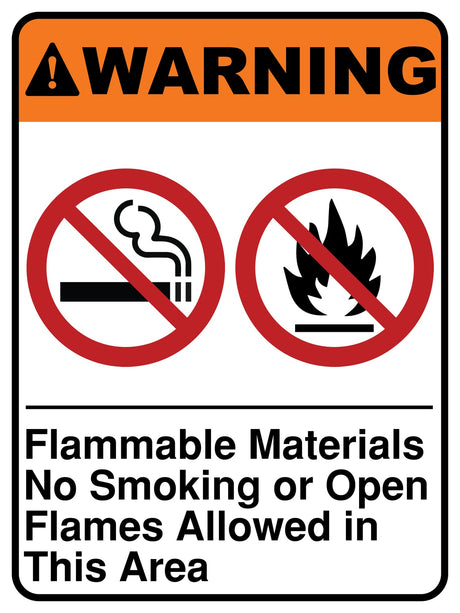 Flammable Materials No Smoking Or Open Flames Allowed In This Area