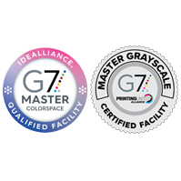 G7 Master Colorspace and G7 Master Grayscale Official Badges.