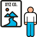 Icon with a poster of XYZ CO. with a stylized person next to it