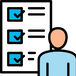 Icon of a person with a checklist on a white background