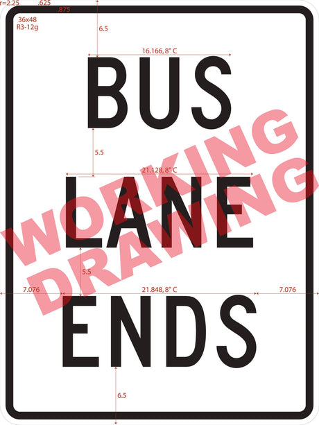 Bus Lane Ends (Post-Mounted) (R03-12G)