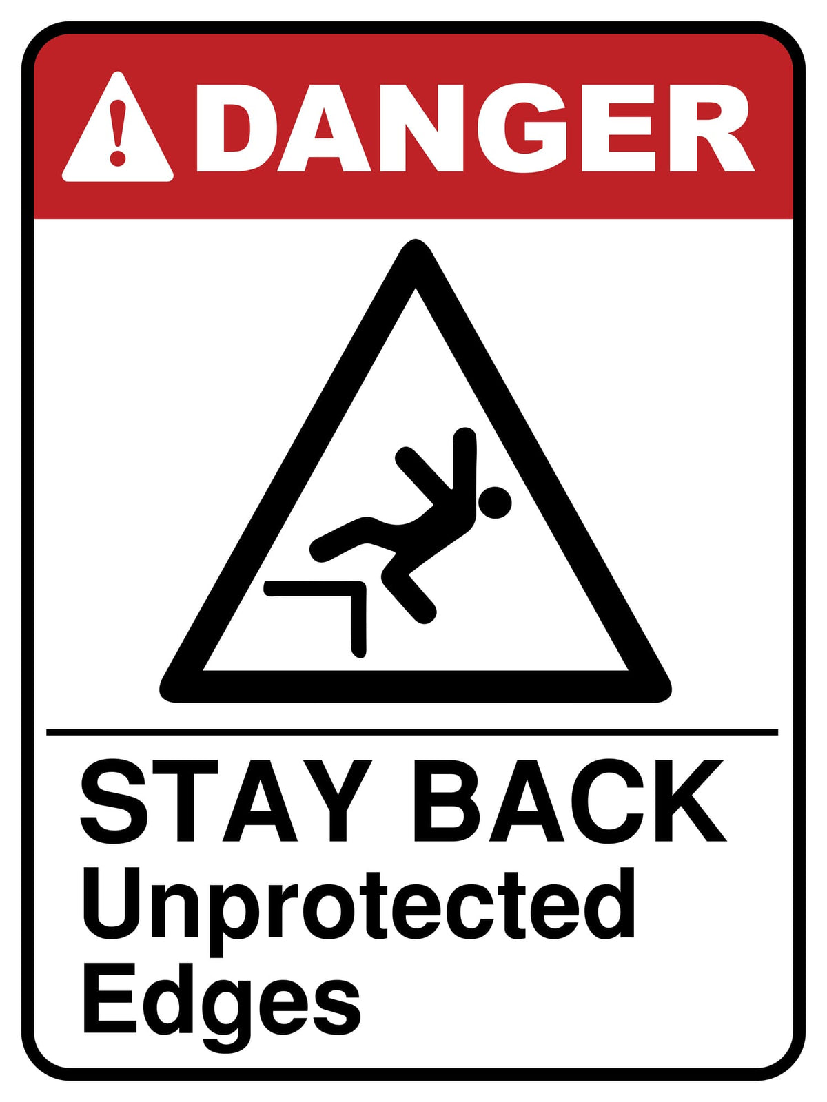 Edge Protection Required. Sign Stay Back Unprotected Edges - Sign-Age