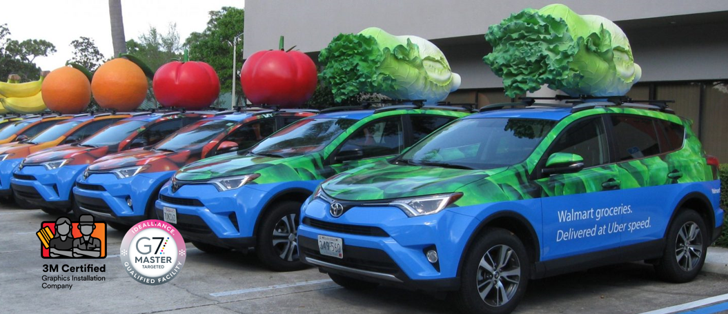 Fleet of vehicle wraps for walmart